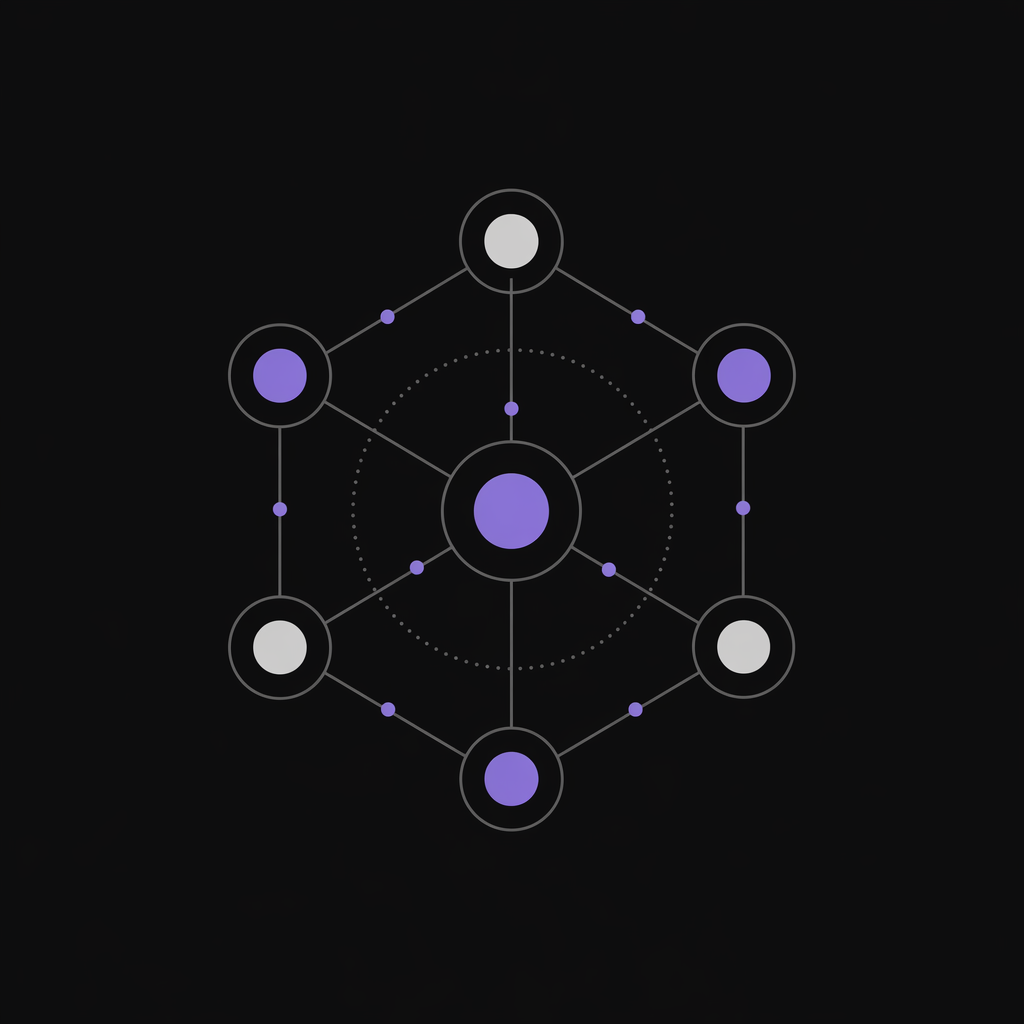 Abstract icon representing coordinated AI agents
